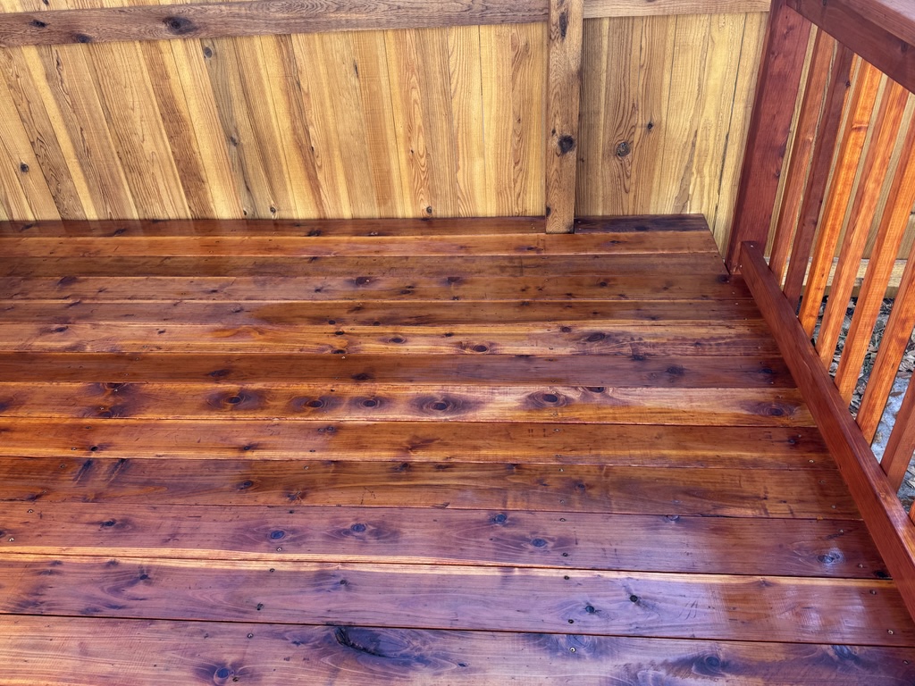 Redwood Deck Floor freshly installed by Valenzuela Fence . Also Redwood Deck Messmers Oil Stained, which showcases a durable and elegant Redwood Deck in all residential properties all around Denver county, Arapahoe county, Douglas county and Surrounding areas.