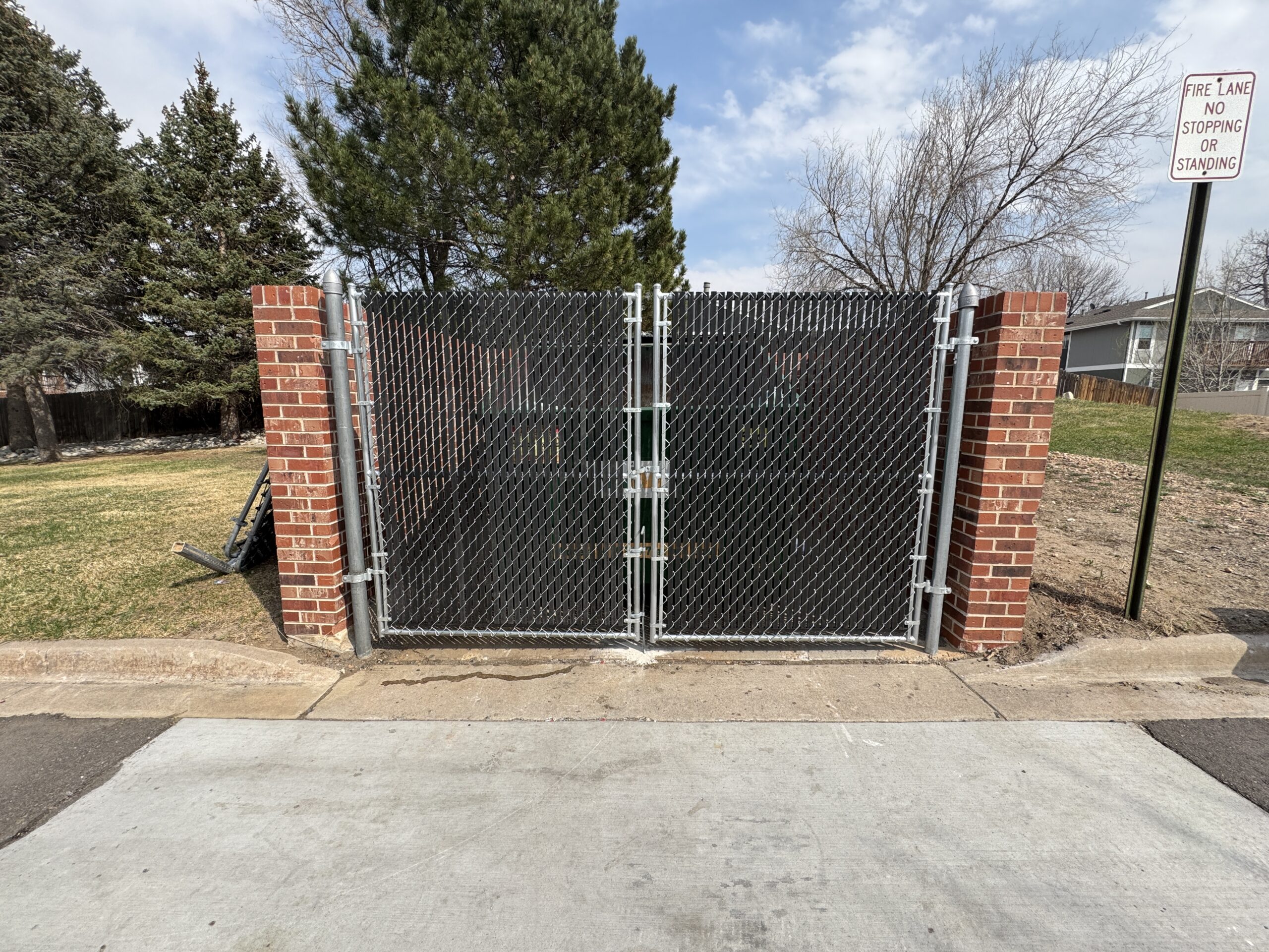 Double Chain link Gate with Vinyl Slats