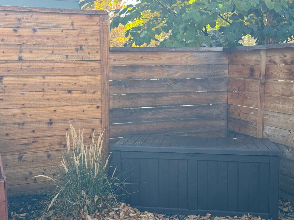Cleaned and weathered sections of a horizontal wood fence